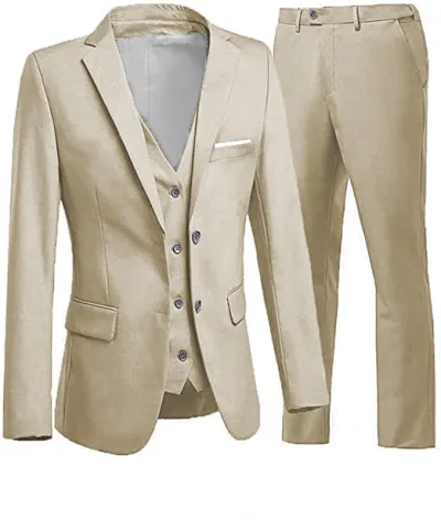 Men'S Fashion Casual Business Solid Color Vest Coat Pants Suit Three-Piece Set