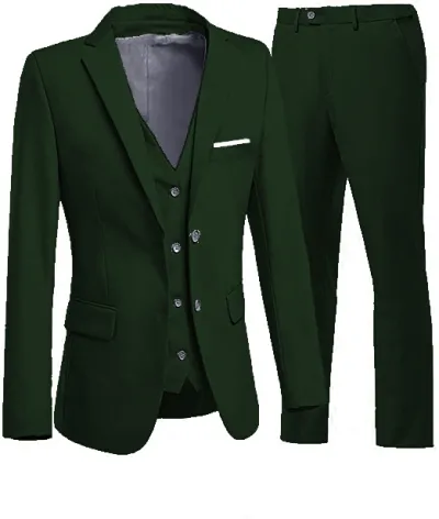 Men'S Fashion Casual Business Solid Color Vest Coat Pants Suit Three-Piece Set