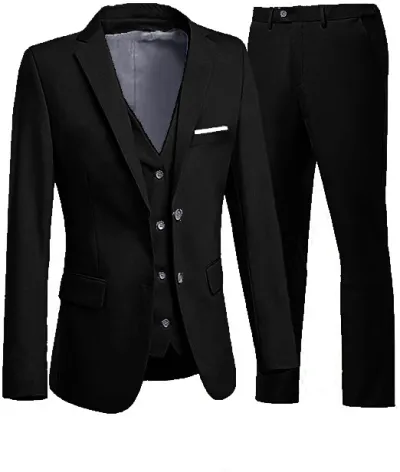 Men'S Fashion Casual Business Solid Color Vest Coat Pants Suit Three-Piece Set