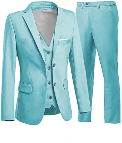 Men'S Fashion Casual Business Solid Color Vest Coat Pants Suit Three-Piece Set