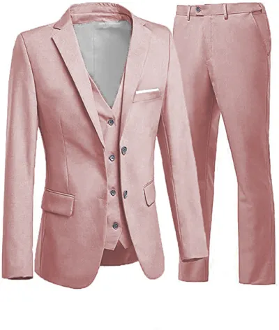Men'S Fashion Casual Business Solid Color Vest Coat Pants Suit Three-Piece Set
