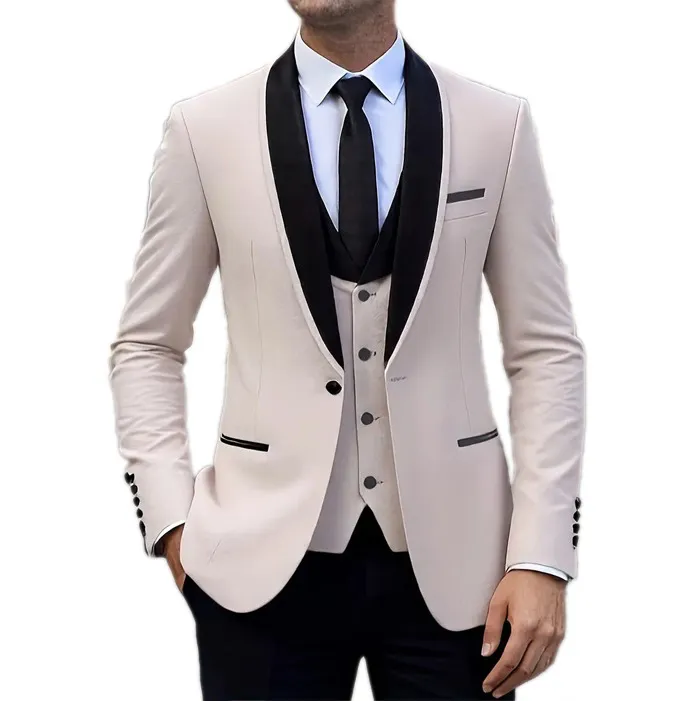 Man Fashion Casual Business Vest Coat Pants Suit Three-Piece Set