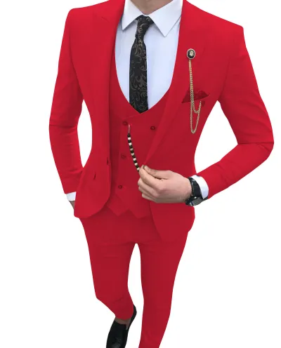 Men'S Fashion Casual Business Vest Coat Pants Suit Three-Piece Set
