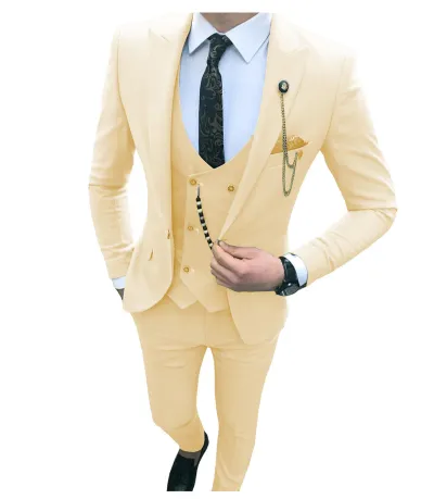 Men'S Fashion Casual Business Vest Coat Pants Suit Three-Piece Set