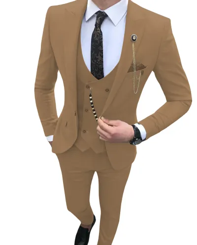 Men'S Fashion Casual Business Vest Coat Pants Suit Three-Piece Set