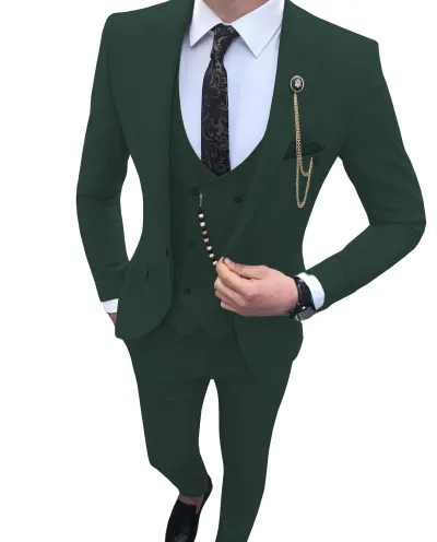 Men'S Fashion Casual Business Vest Coat Pants Suit Three-Piece Set