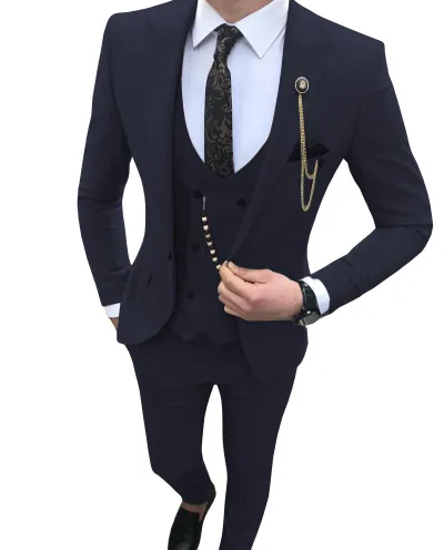 Men'S Fashion Casual Business Vest Coat Pants Suit Three-Piece Set