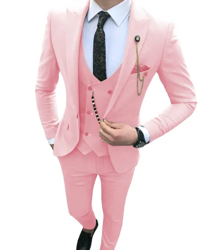 Men'S Fashion Casual Business Vest Coat Pants Suit Three-Piece Set
