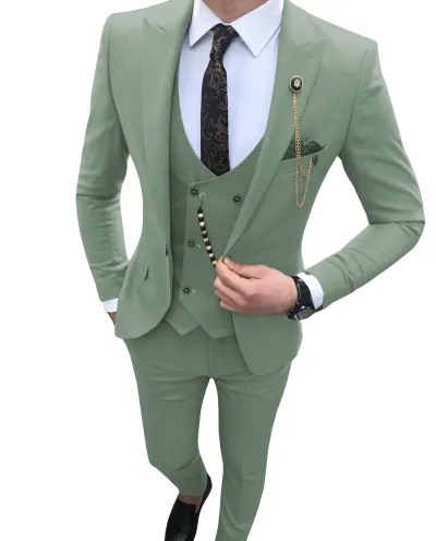 Men'S Fashion Casual Business Vest Coat Pants Suit Three-Piece Set