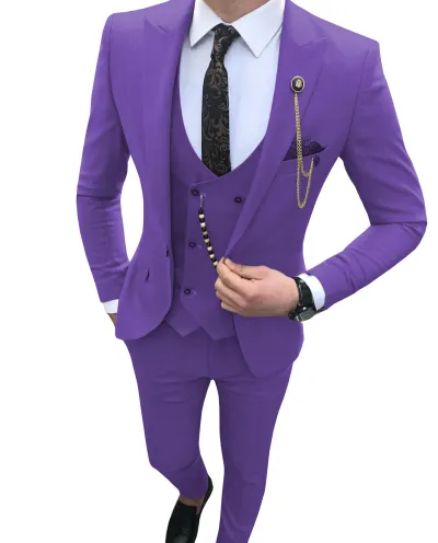 Men'S Fashion Casual Business Vest Coat Pants Suit Three-Piece Set