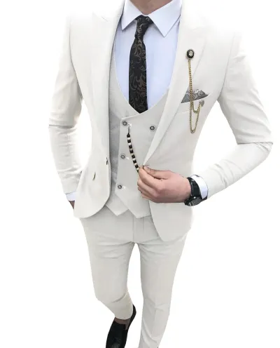 Men'S Fashion Casual Business Vest Coat Pants Suit Three-Piece Set