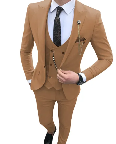 Men'S Fashion Casual Business Vest Coat Pants Suit Three-Piece Set