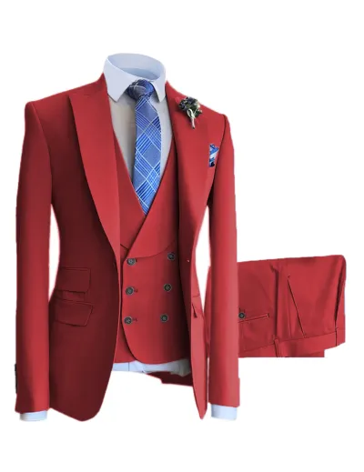 Men'S Fashion Casual Vest Coat Pants Suit Three-Piece Set