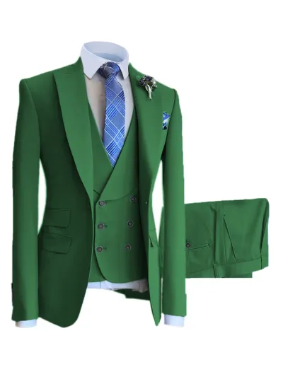 Men'S Fashion Casual Vest Coat Pants Suit Three-Piece Set