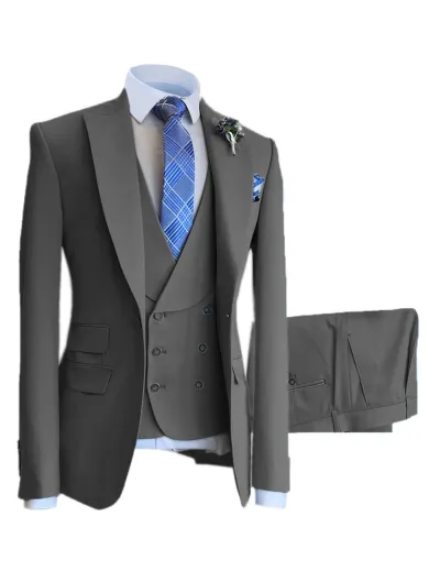 Men'S Fashion Casual Vest Coat Pants Suit Three-Piece Set