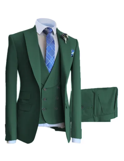 Men'S Fashion Casual Vest Coat Pants Suit Three-Piece Set