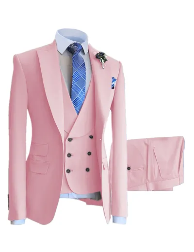 Men'S Fashion Casual Vest Coat Pants Suit Three-Piece Set