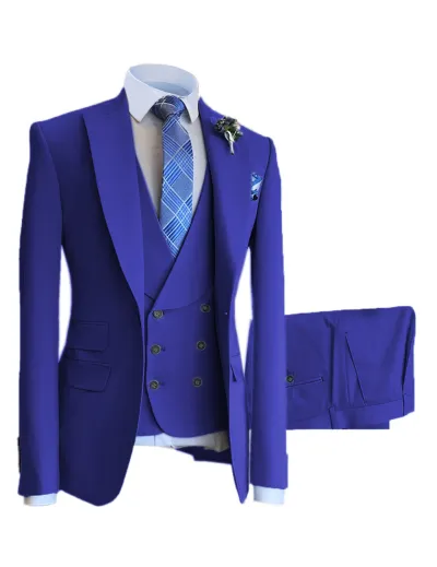 Men'S Fashion Casual Vest Coat Pants Suit Three-Piece Set