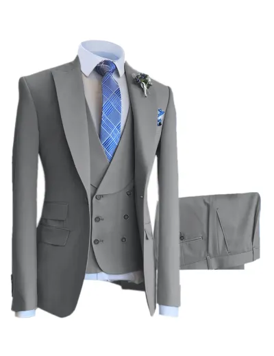 Men'S Fashion Casual Vest Coat Pants Suit Three-Piece Set