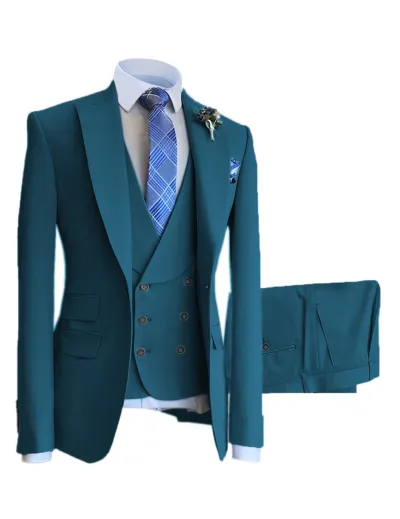 Men'S Fashion Casual Vest Coat Pants Suit Three-Piece Set