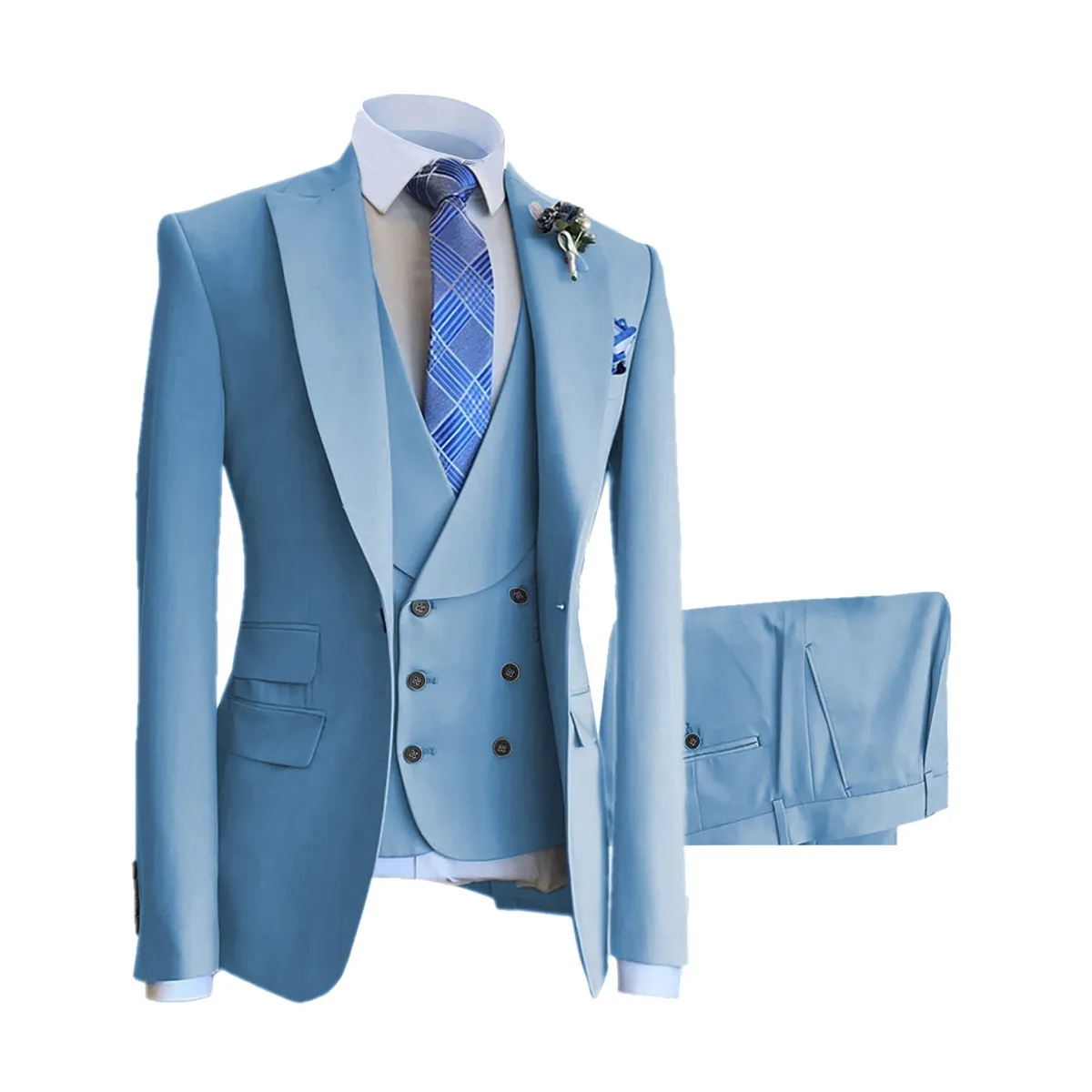 Men'S Fashion Casual Vest Coat Pants Suit Three-Piece Set
