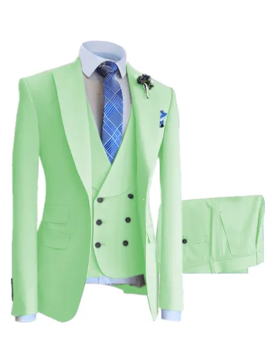 Men'S Fashion Casual Vest Coat Pants Suit Three-Piece Set