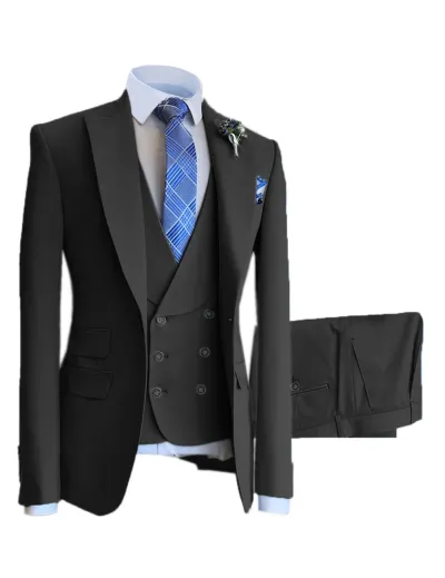 Men'S Fashion Casual Vest Coat Pants Suit Three-Piece Set