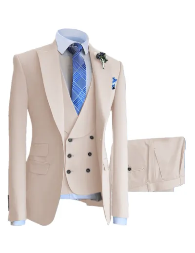 Men'S Fashion Casual Vest Coat Pants Suit Three-Piece Set