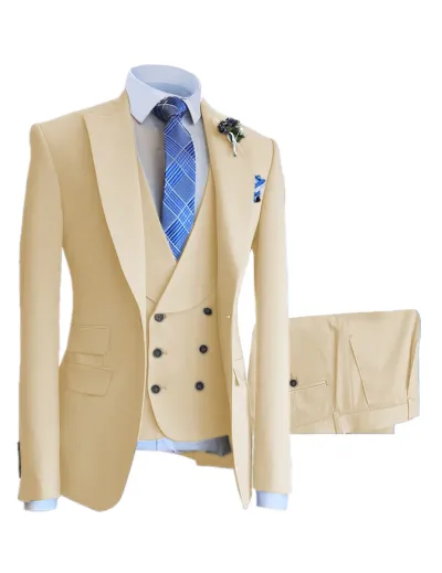 Men'S Fashion Casual Vest Coat Pants Suit Three-Piece Set