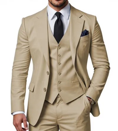 Men'S Fashion Casual Business Vest Coat Pants Suit Three-Piece Set