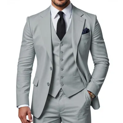 Men'S Fashion Casual Business Vest Coat Pants Suit Three-Piece Set