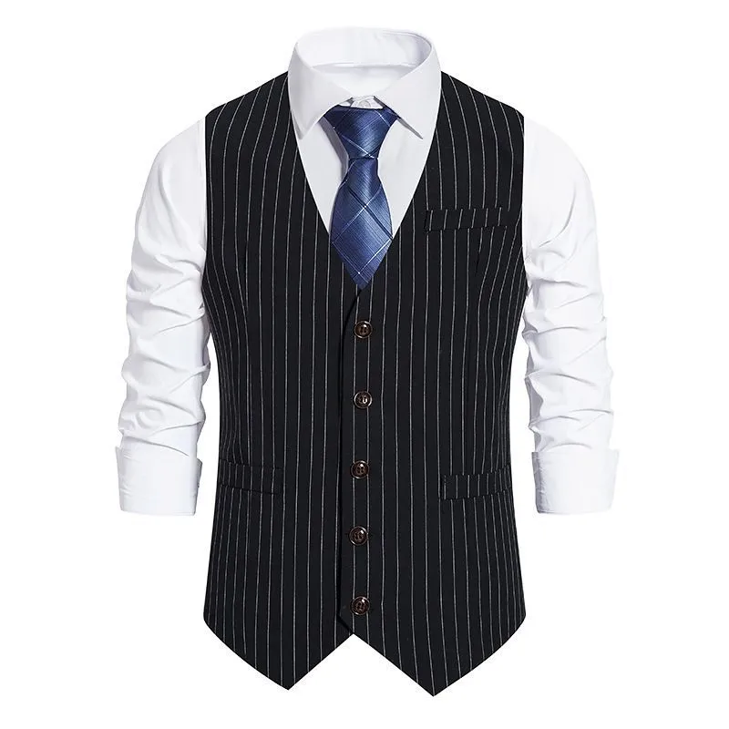 Men'S Fashion Casual Spring Stripe Single-Breasted Suit Vest