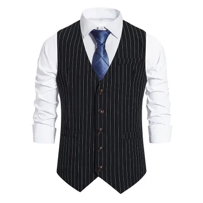 Men'S Fashion Casual Spring Stripe Single-Breasted Suit Vest