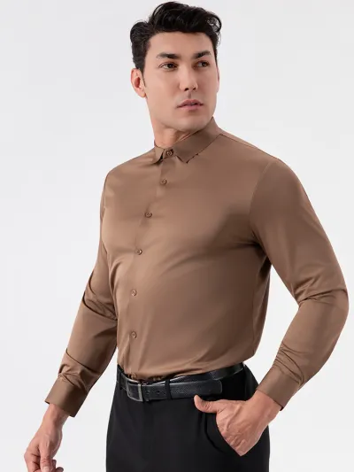 Men'S Fashion Casual Traceless Stretch Non-Ironing Slim-Fit Dress Shirts