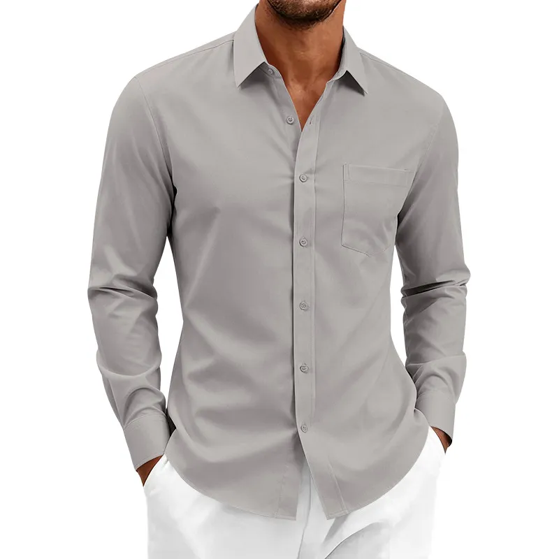 Men'S Fashion Casual Business Stretch Non-Ironing Long-Sleeve Dress Shirts