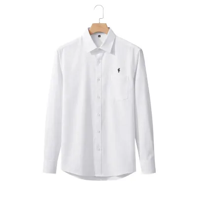 Men'S Fashion Casual Simple Business Solid Color Stretch Non-Ironing Dress Shirts