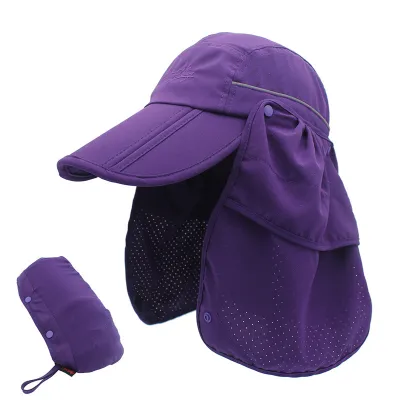 Fashion Solid Color Collectable Folding Neck Protecting Fisherman Sunscreen Hat