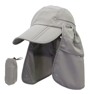 Fashion Solid Color Collectable Folding Neck Protecting Fisherman Sunscreen Hat