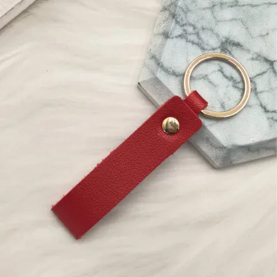 Solid Color Pu Leather Keychain Pendant Hanging Ring