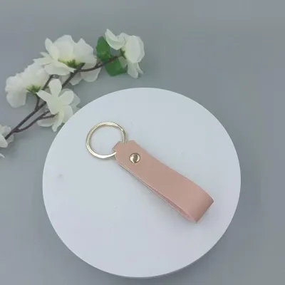 Solid Color Pu Leather Keychain Pendant Hanging Ring