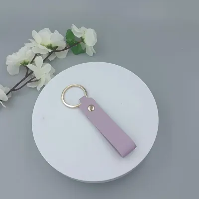 Solid Color Pu Leather Keychain Pendant Hanging Ring