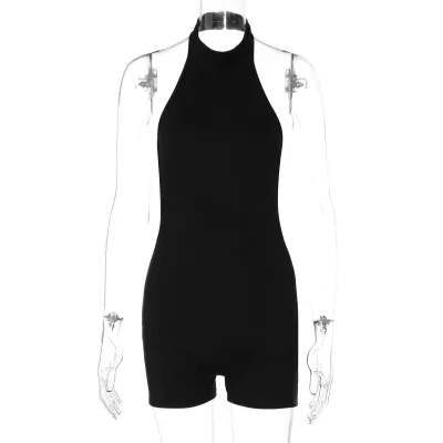 Women Sexy Pure Sleeveless Halter Rompers