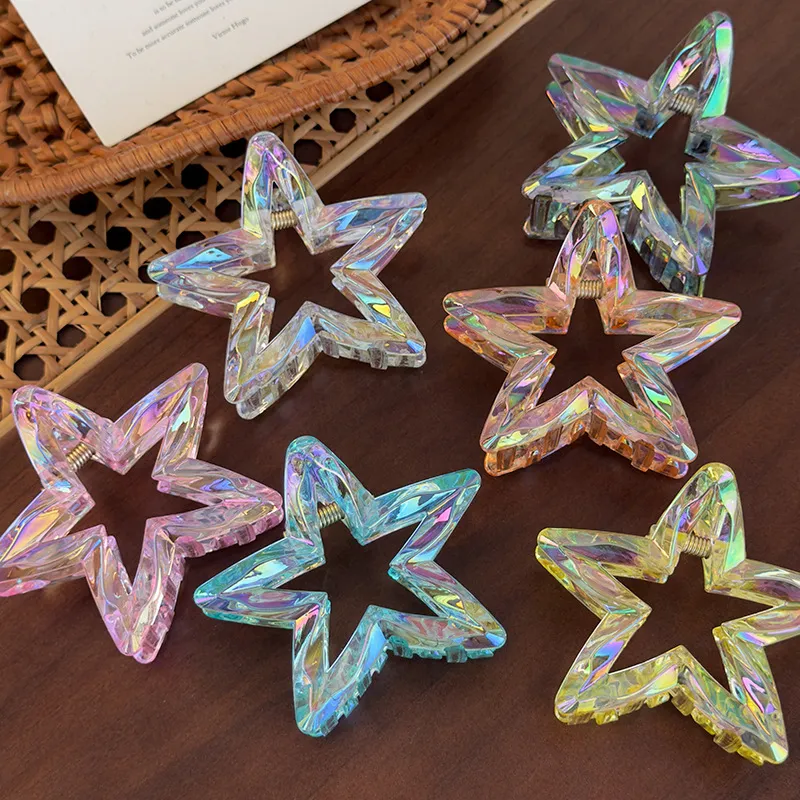 Fashion Transparent Colorful Five-Pointed Star Hair Accessories