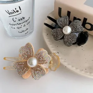Fashion Rhinestone Imitation Pearl Four-Leaf Clover Hair Accessories