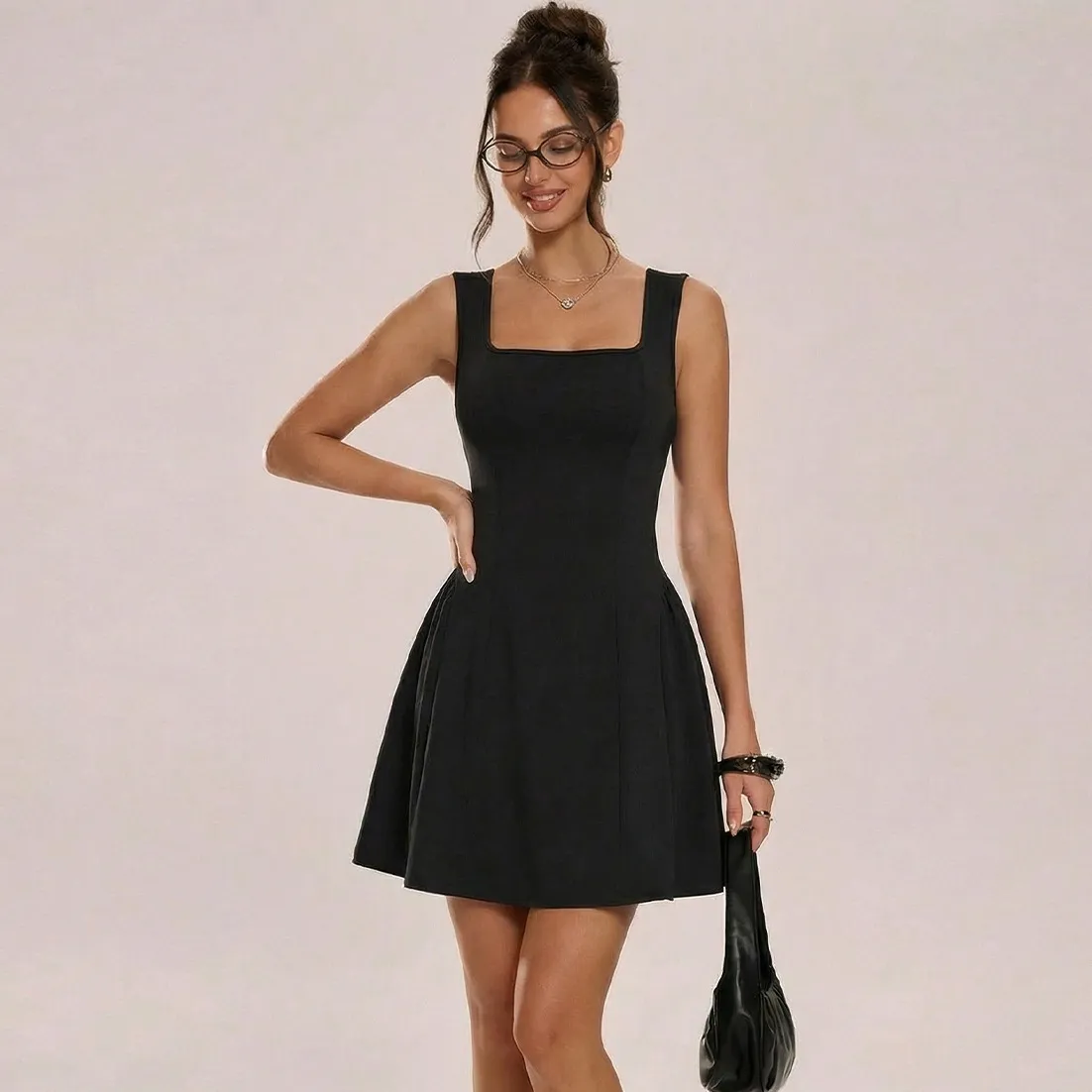 Women Fashion Solid Color A- Line Dress