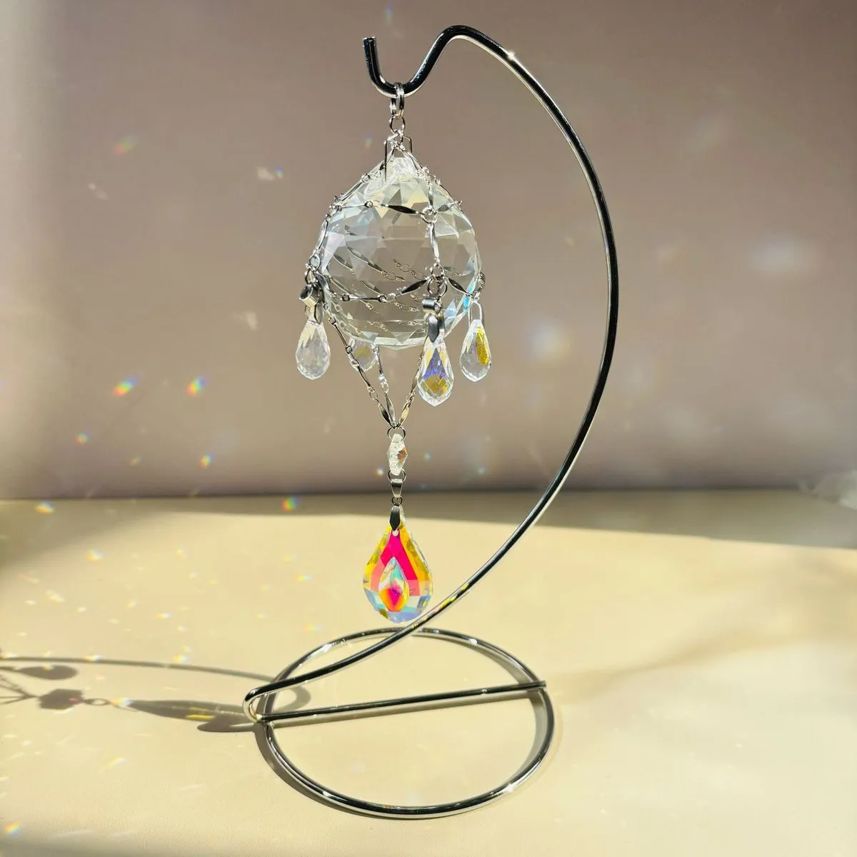 Flat Chain Glass Crystal Ball Base Desktop Ornaments