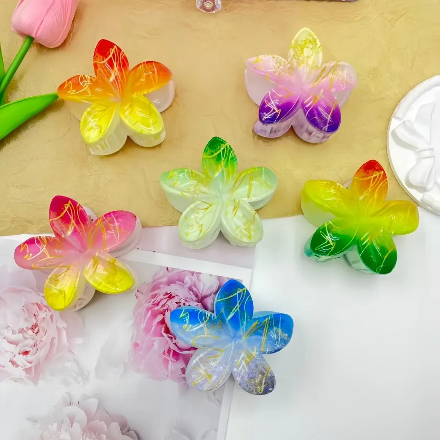 Fashion Gradient Floral Grip Clip
