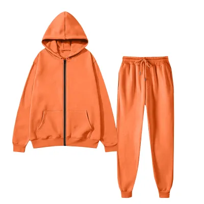 Men'S Fashion Casual Autumn Solid Color Long-Sleeve Zipper Hoodie Lace-Up Pants Two-Piece Set
