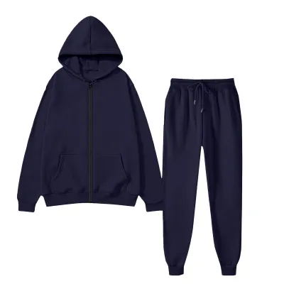 Men'S Fashion Casual Autumn Solid Color Long-Sleeve Zipper Hoodie Lace-Up Pants Two-Piece Set