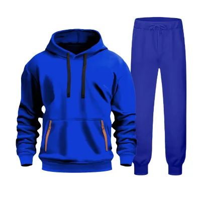 Men'S Fashion Casual Autumn Solid Color Long-Sleeve Loose Hoodies Pants Two-Piece Set
